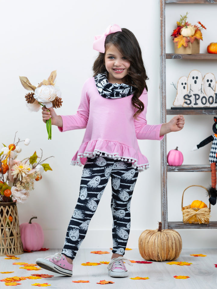 Unspookable Hi-Lo Tunic, Leggings and Scarf Set Mia Belle Girls