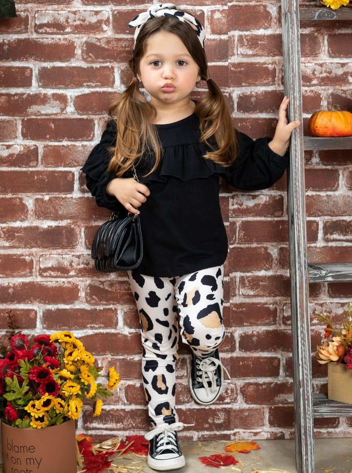 Fall Outfits | Top & Leopard Print Legging Set | Cute Fall Girls Sets