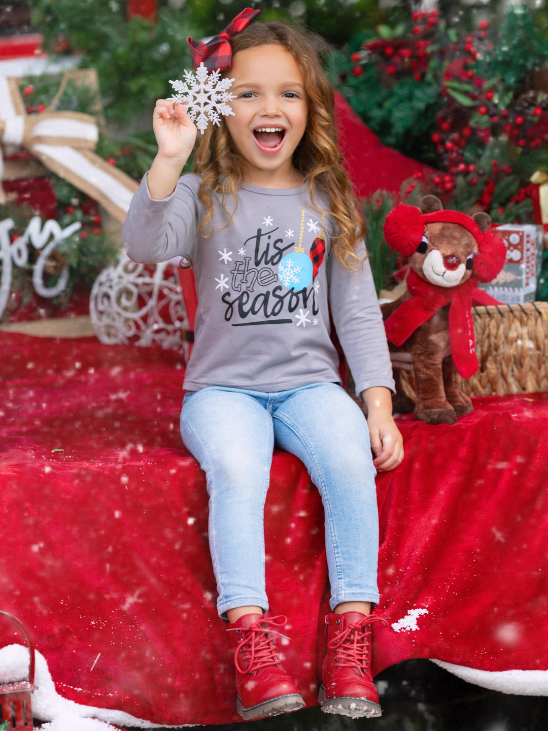 Tis the Season Long Sleeve Top Mia Belle Girls