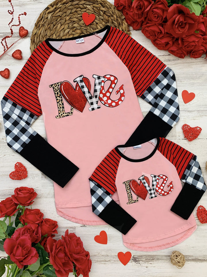 Mommy & Me Valentine's Day Tops | Matching Love Colorblock Sleeve Top