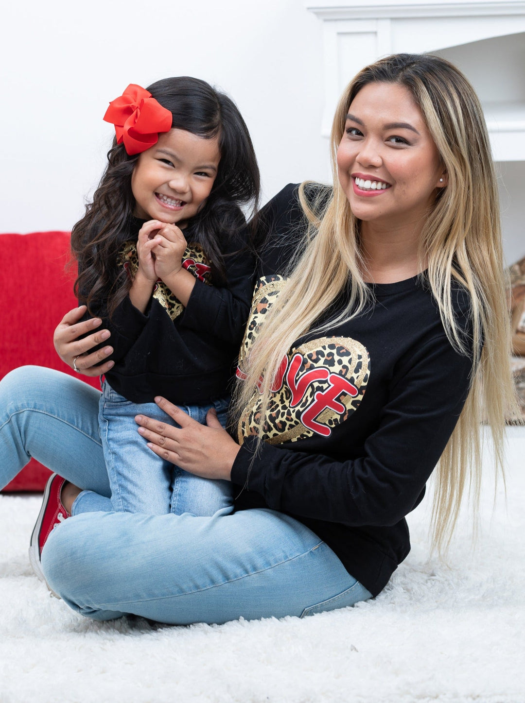 Mommy and Me A Roaring Leopard Heart Long Sleeve Top - Mia Belle Girls