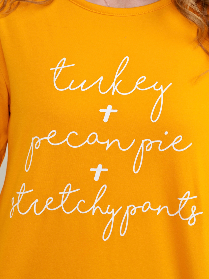 Mommy and Me Turkey + Pecan Pie + Stretchy Pants Long Sleeve Top Mia Belle Girls
