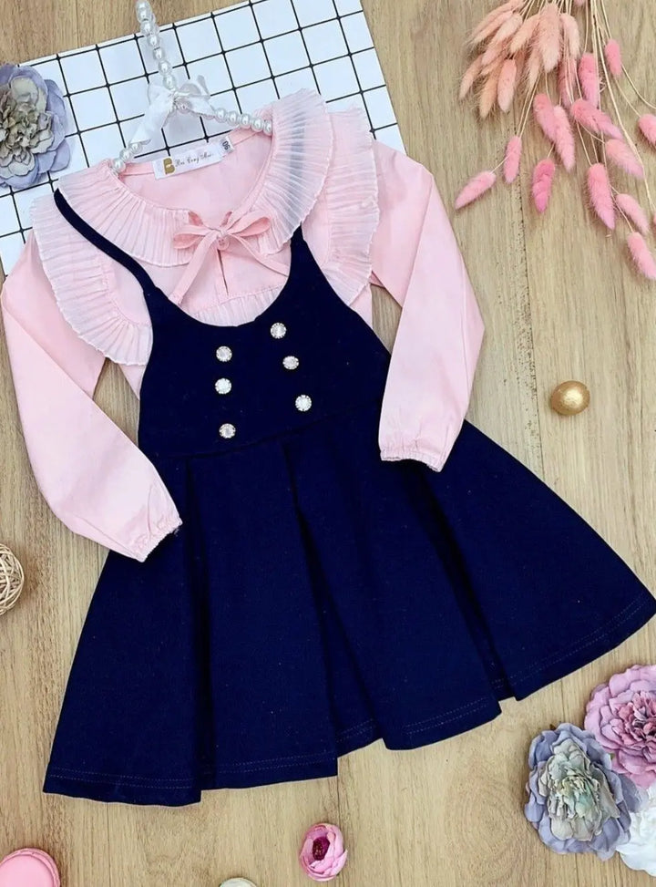 Little Miss Elegant Blouse & Pinafore Skirt Set - Mia Belle Girls