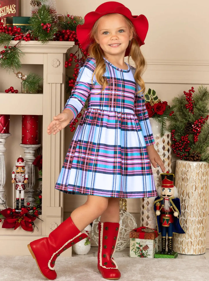 I'm Smitten Plaid A-line Dress Mia Belle Girls