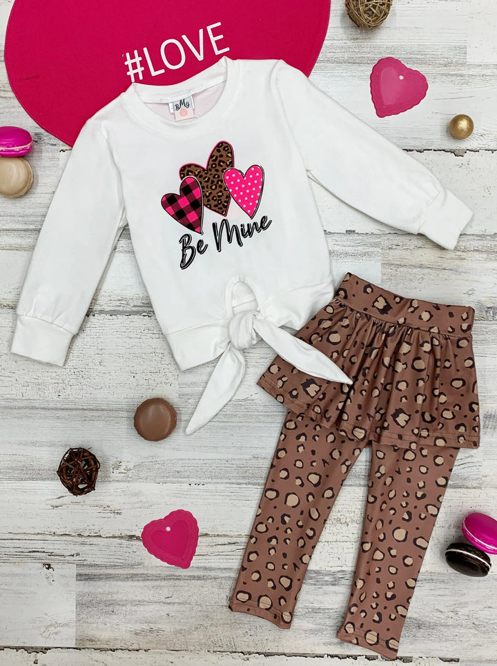 Toddler Valentine's Clothes | Girls Be Mine Top & Skirt-Legging Set