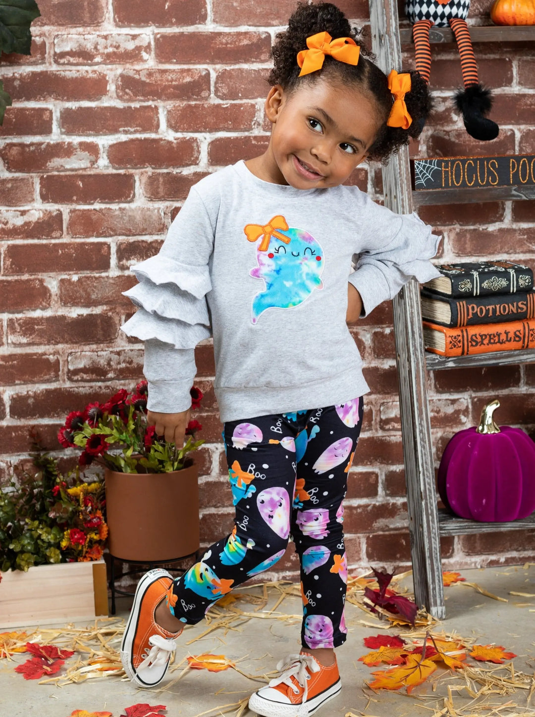 Girls Halloween Outfits | Sweatshirt & Legging Set - Mia Belle Girls