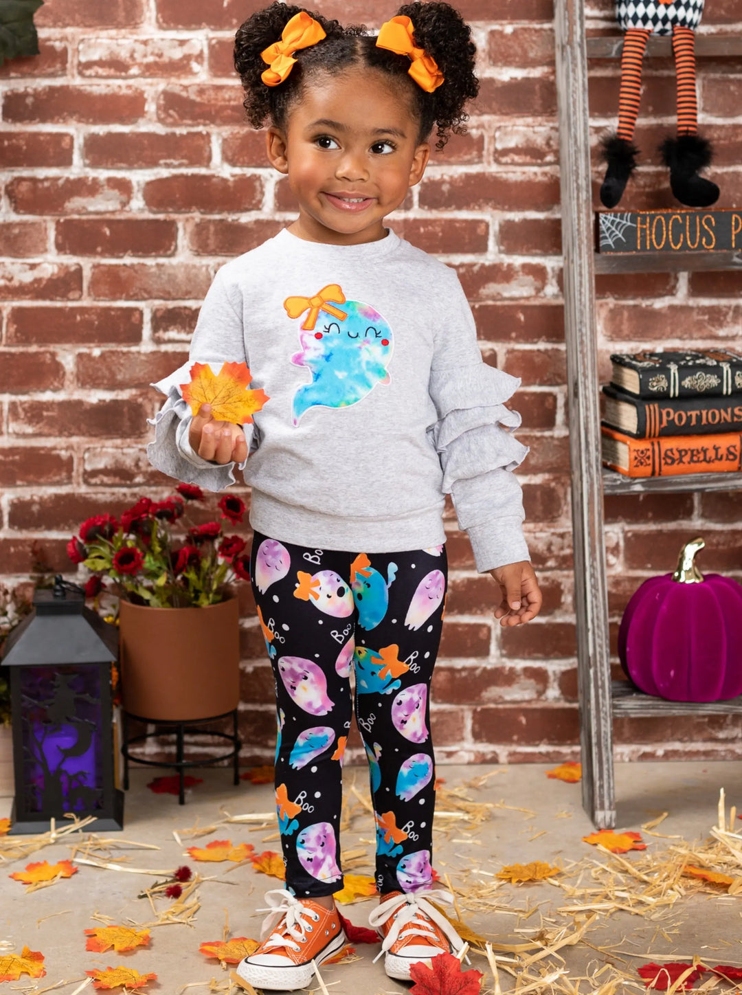Girls Halloween Outfits | Sweatshirt & Legging Set - Mia Belle Girls