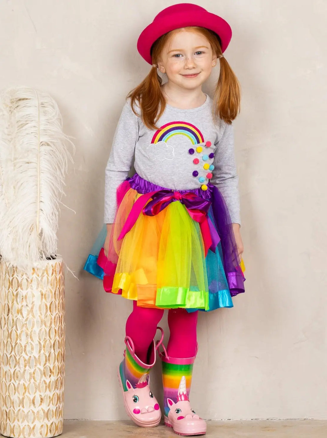 Cute Girls Outfits | Rainbow Tulle Tutu Skirt Set | Every Day Outfits