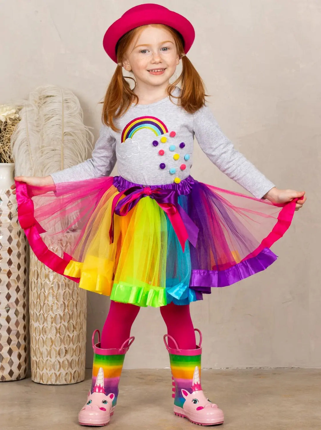 Cute Girls Outfits | Rainbow Tulle Tutu Skirt Set | Every Day Outfits