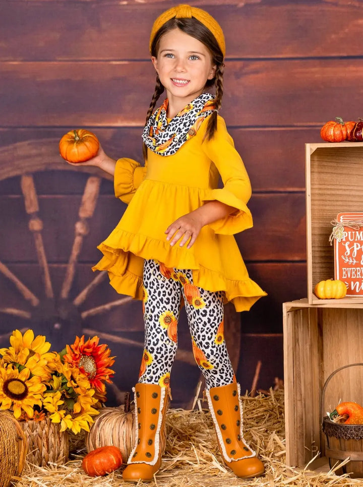 Girls Fall Outfit | Tunic, Leggings & Scarf Set - Mia Belle Girls