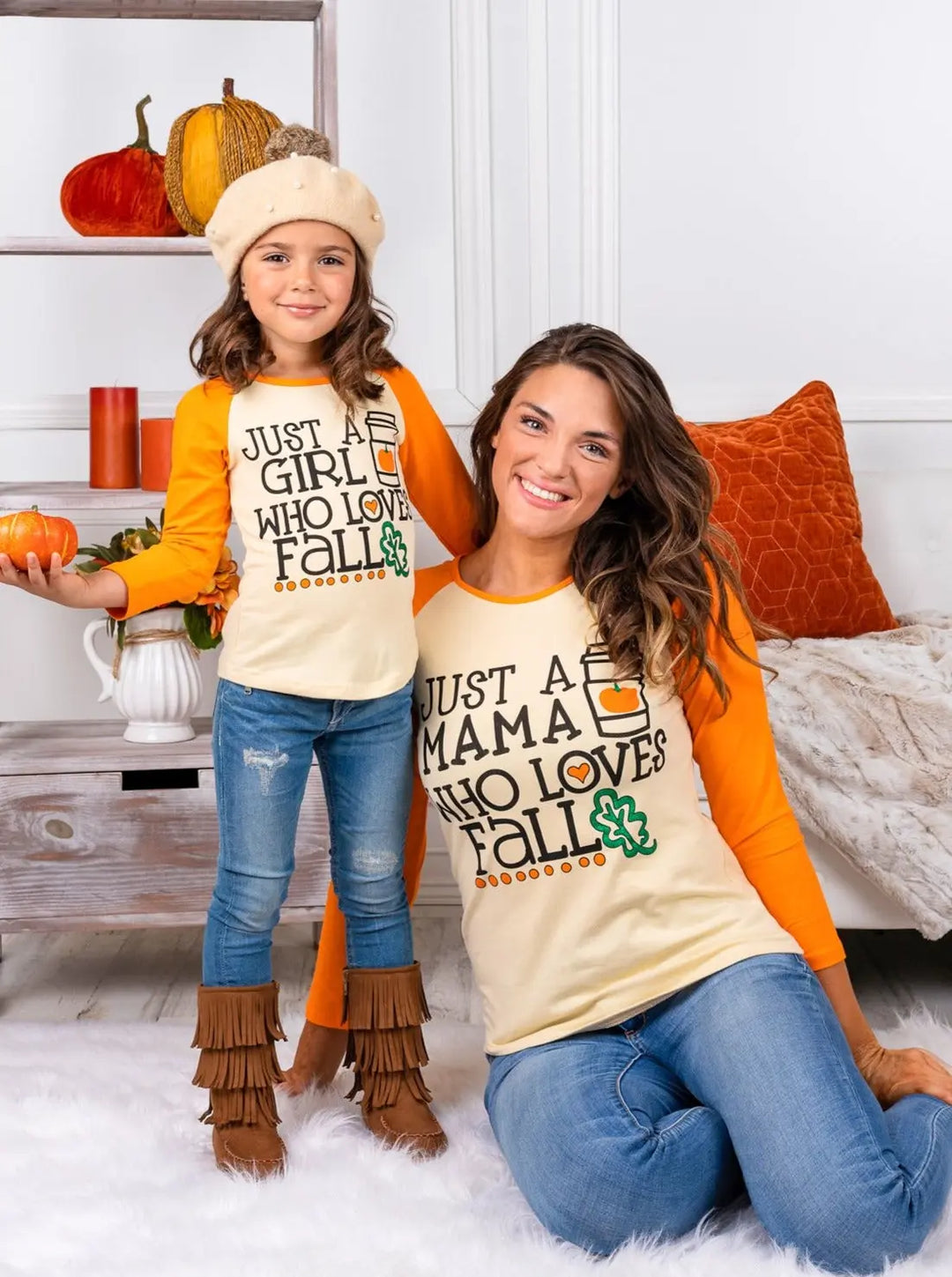 Mommy and Me Matching Tops | Love Fall Raglan Tops | Mia Belle Girls 