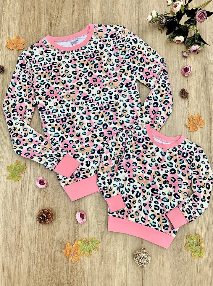 Mommy & Me Matching Long Sleeve Pastel Leopard Top | Mia Belle Girls