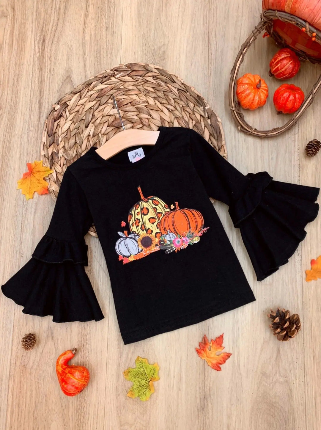 Girls Boho Sleeve Leopard Pumpkin Top Mia Belle Girls