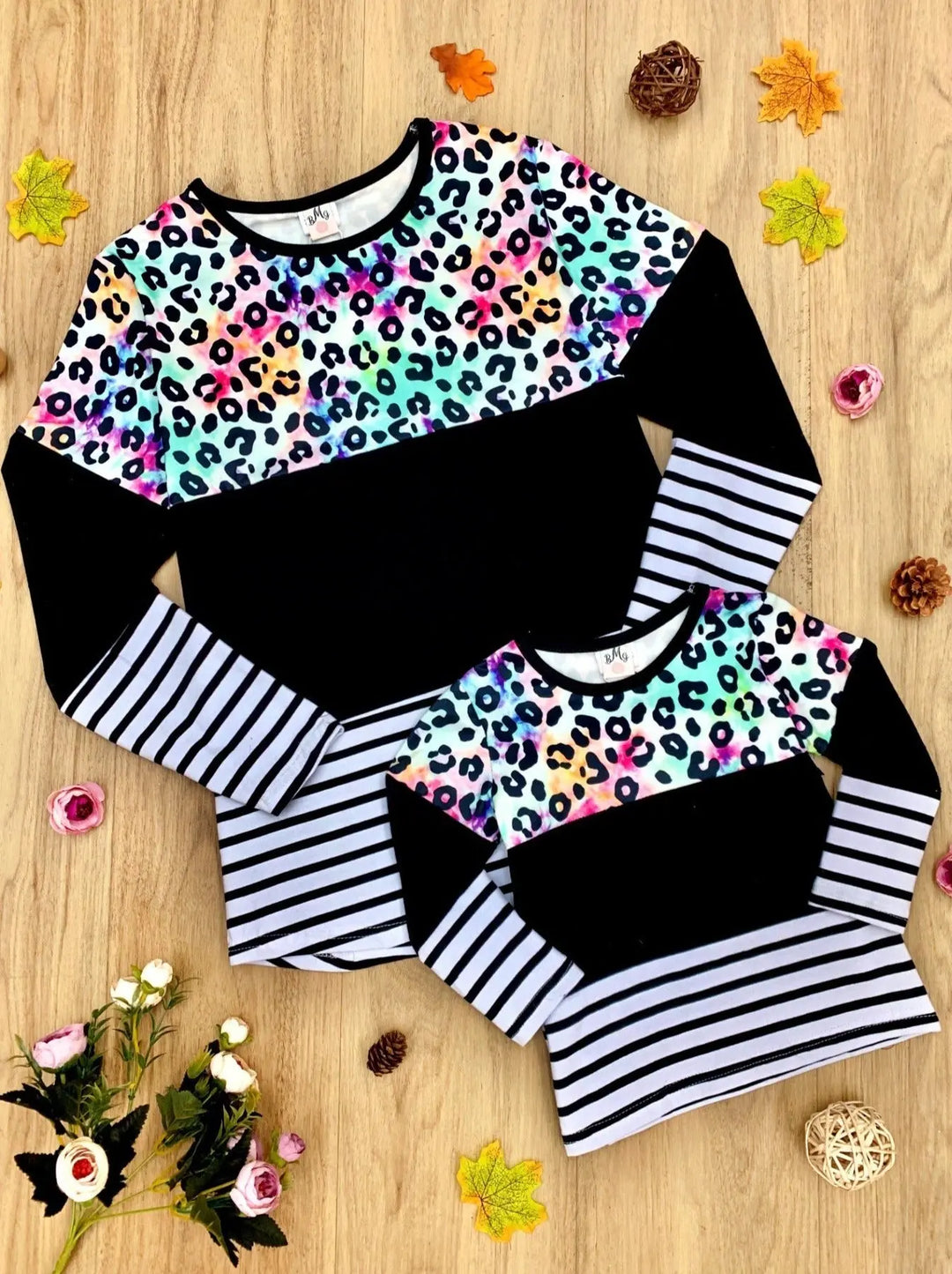 Mommy and Me Matching Tops | Pastel Leopard Colorblock Top | Girls Clothes