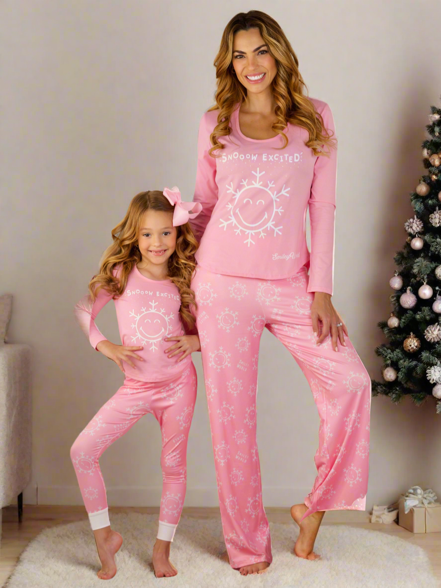 SmileyWorld Mommy and Me Pink Snowy Days Pajama Set Mia Belle Girls