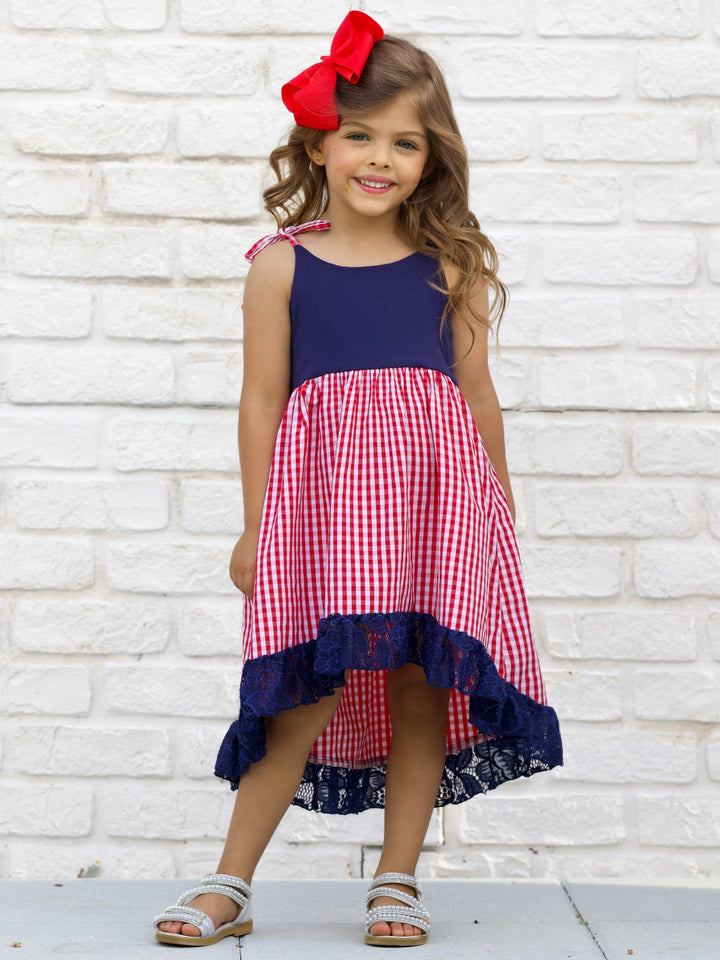 Women's Summer Plaid Ruffle Tie Dress