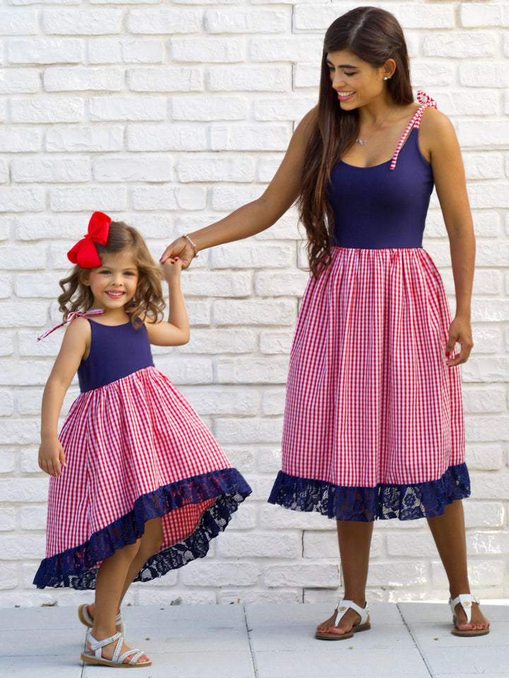 Women's Summer Plaid Ruffle Tie Dress