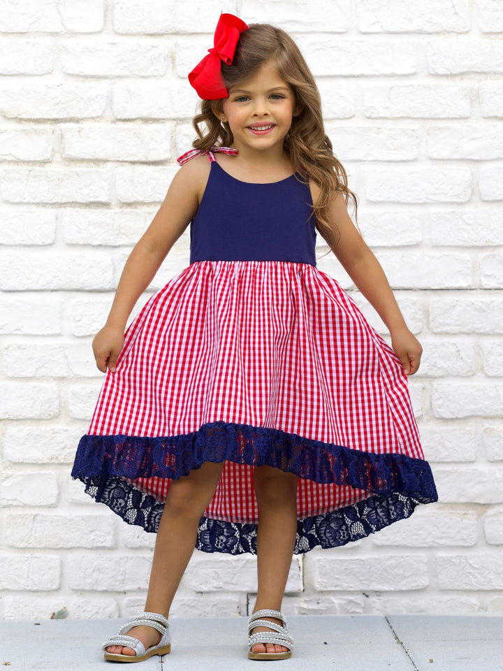 Women's Summer Plaid Ruffle Tie Dress