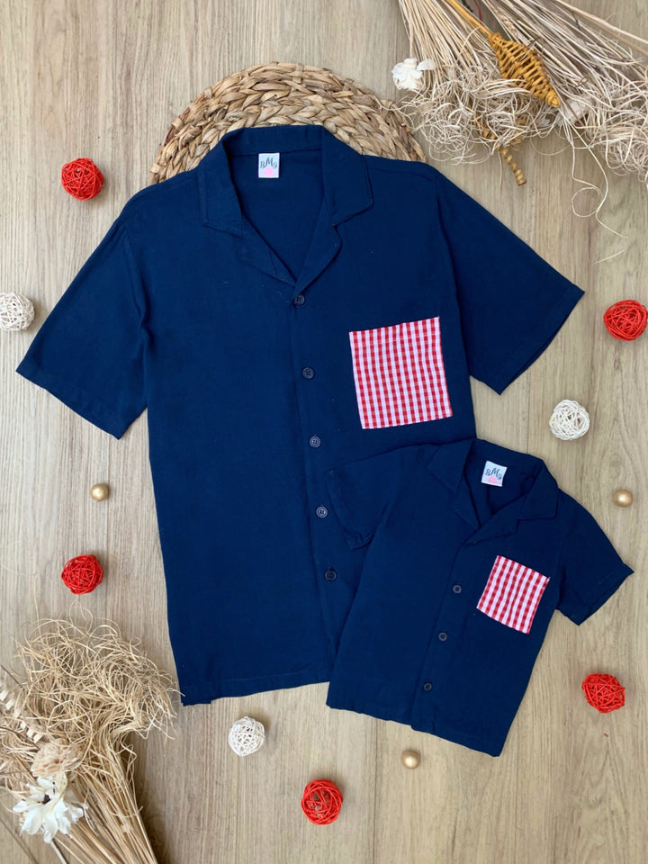 Father & Son Summer Plaid Matching Button-Up Shirt