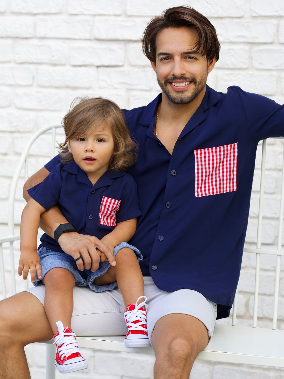 Father & Son Summer Plaid Matching Button-Up Shirt