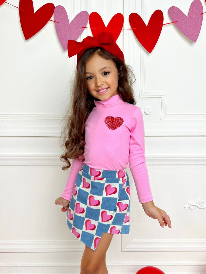 Little Miss Heartthrob Chambray Skort Set Mia Belle Girls