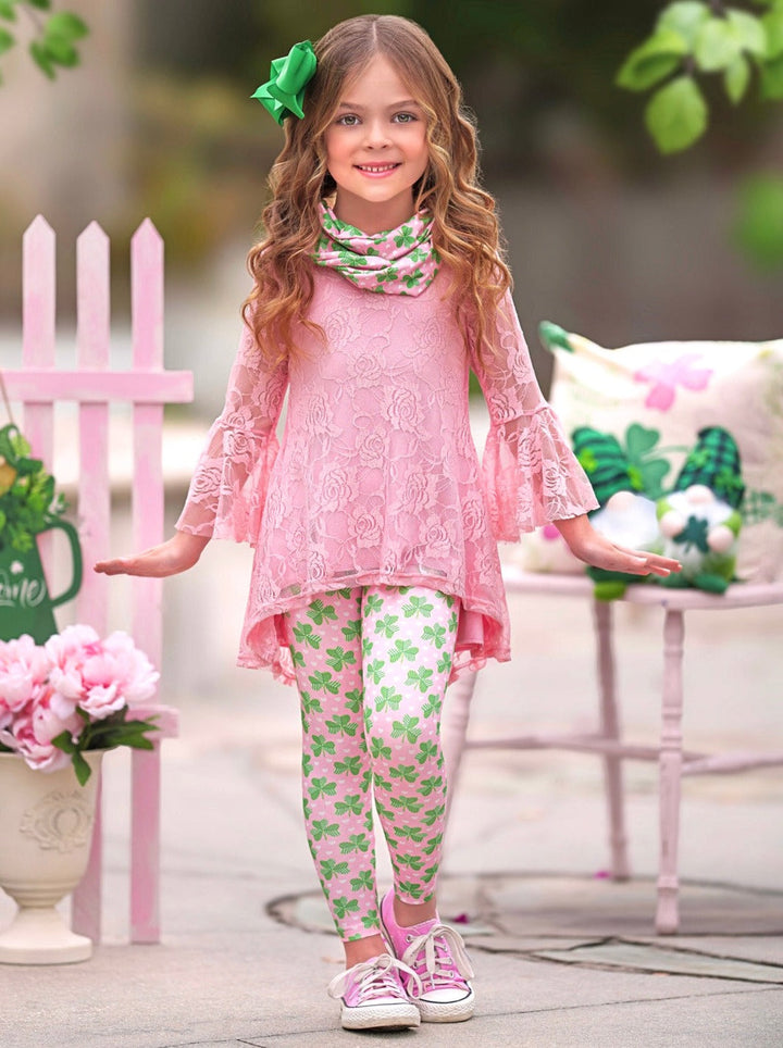 Irish Charm Clover Print 3 Piece Set Mia Belle Girls