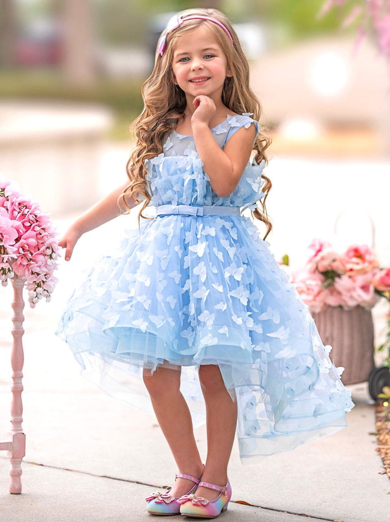 Mia Belle Girls Blue Butterfly Tulle Dress Mia Belle Girls Blue Butterfly Tulle Dress