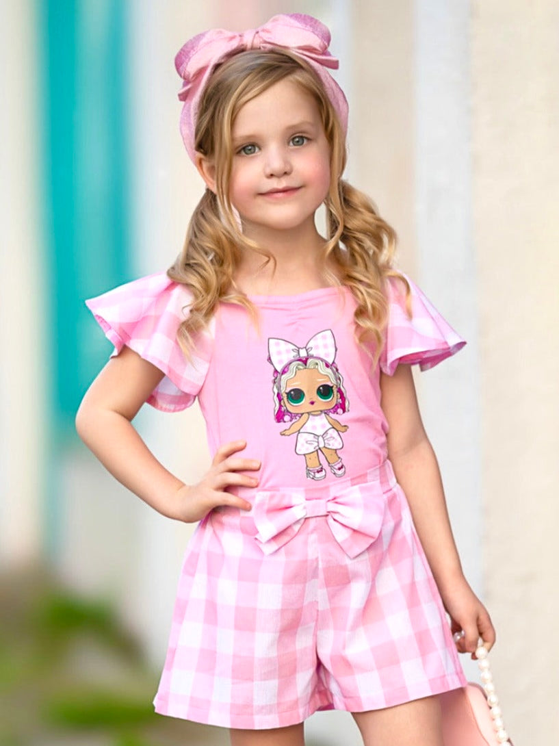 L.O.L. SURPRISE! Cheery Cherry Pink Gingham Short Set Mia Belle Girls