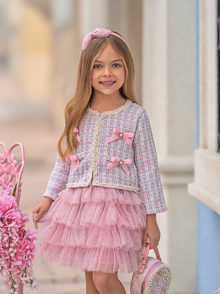 Preppy Ballet Tweed Blazer and Tutu Skirt Set