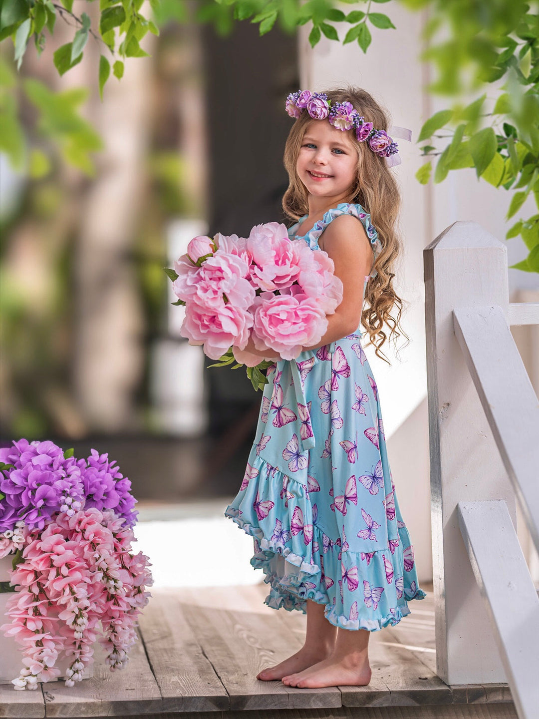 Give Me Butterflies Hi-Lo Ruffle Dress Mia Belle Girls
