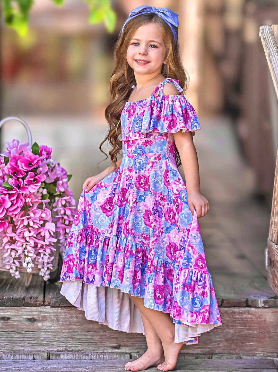 Radiant Roses Hi-Lo Ruffle Dress Mia Belle Girls
