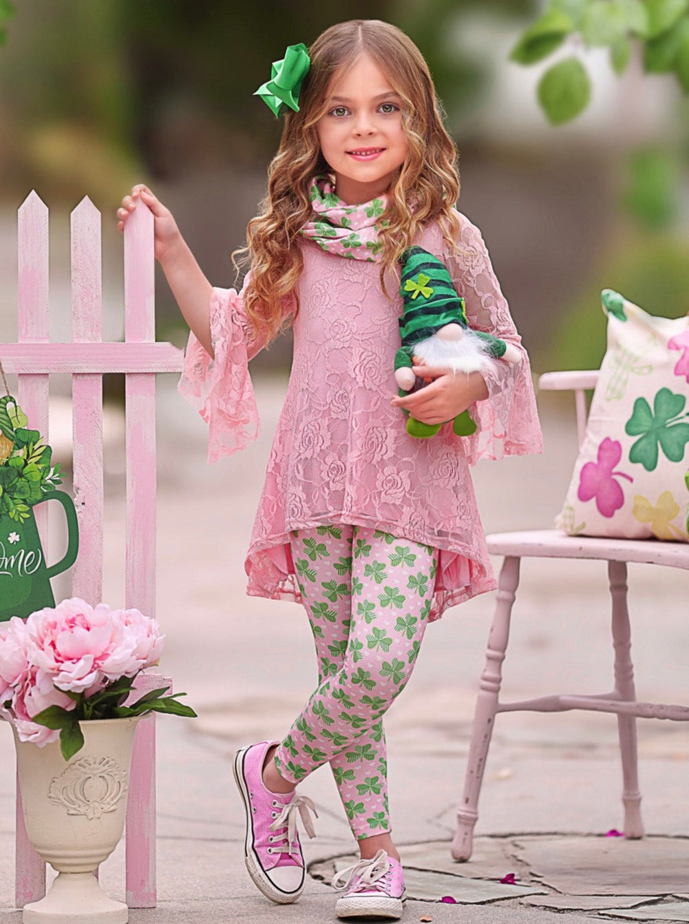 Irish Charm Clover Print 3 Piece Set Mia Belle Girls