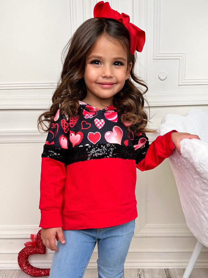Sparkling Hearts Colorblock Hoodie Mia Belle Girls