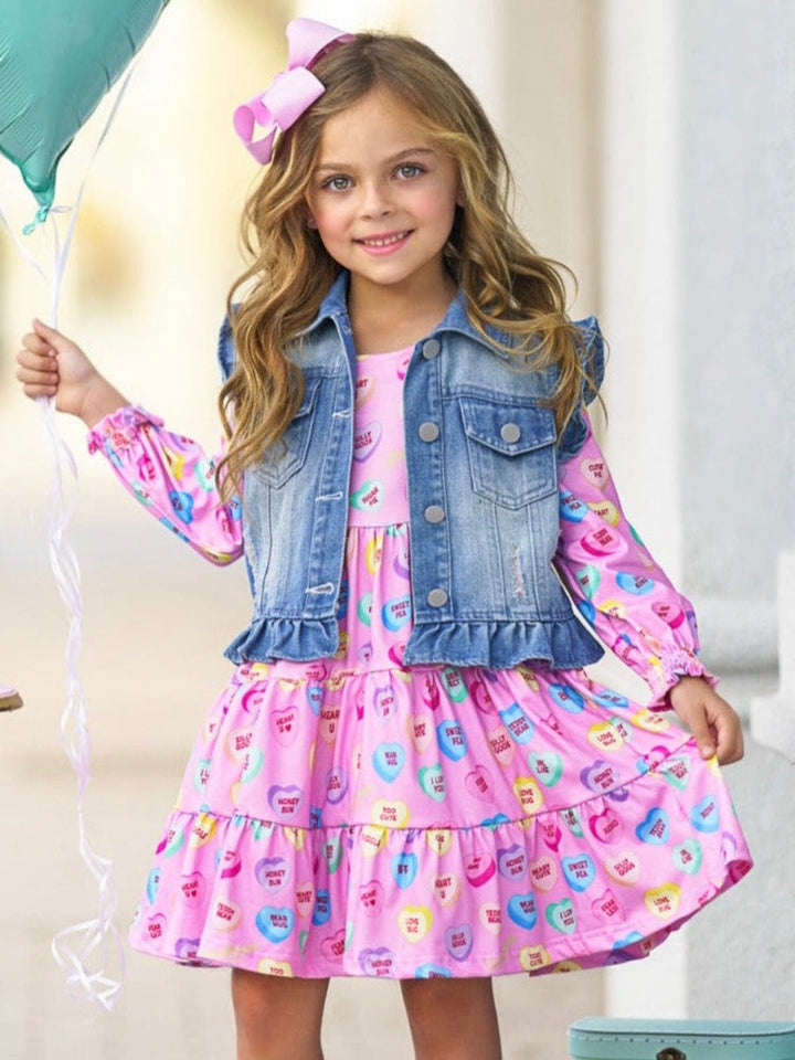 Sweethearts Conversational Hearts Vest and Dress Set Mia Belle Girls