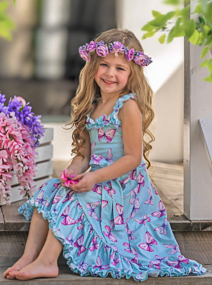 Give Me Butterflies Hi-Lo Ruffle Dress Mia Belle Girls