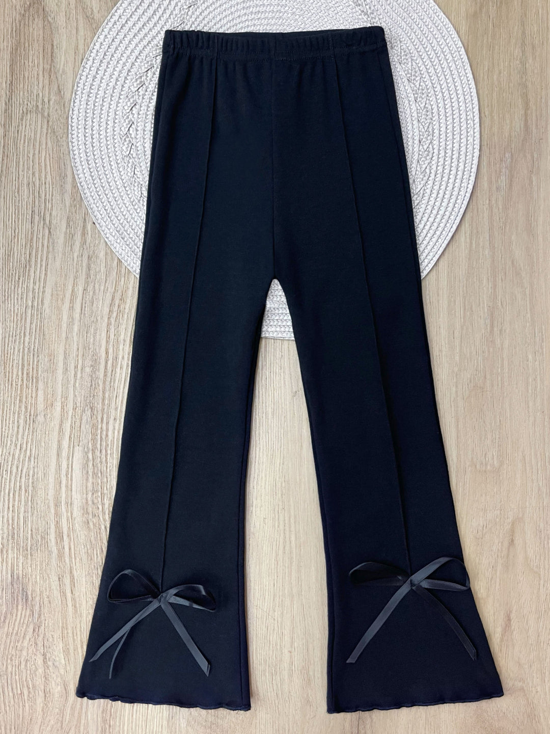 Everyday Black Bow Hem Flare Pants