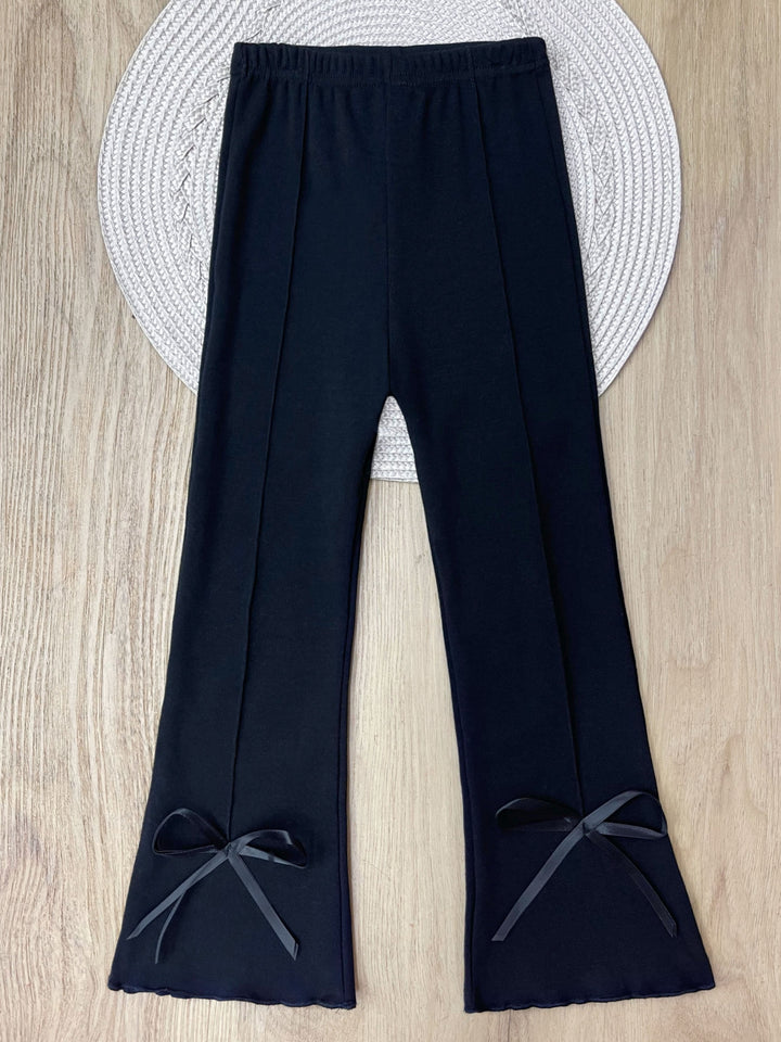 Everyday Black Bow Hem Flare Pants