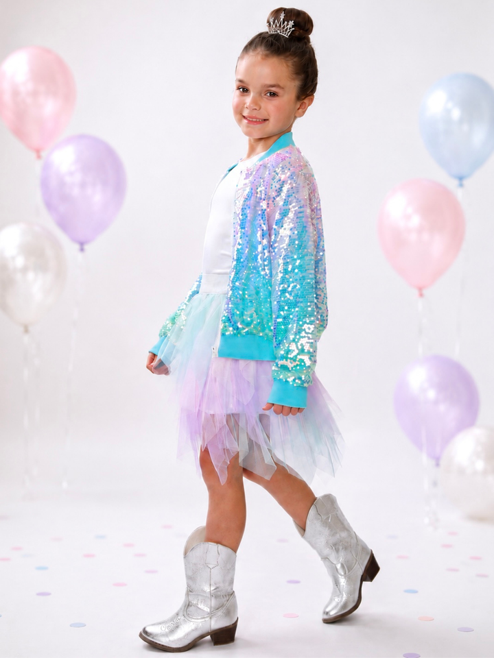 Sparkle Glow Sequin Bomber Jacket
