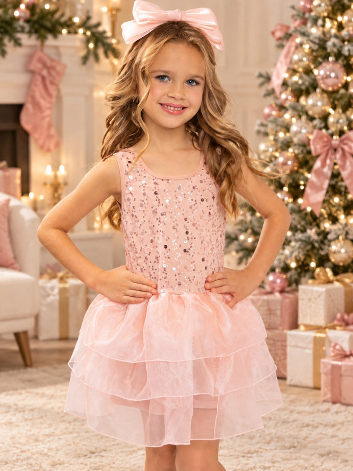 Blush Sequin Tutu Holiday Party Dress