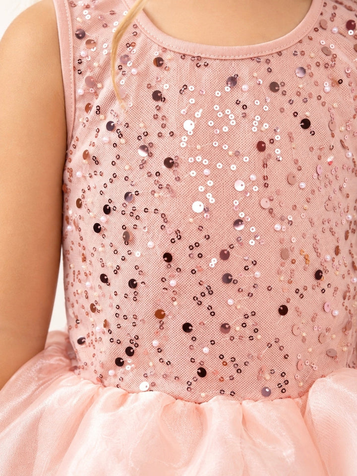 Blush Sequin Tutu Holiday Party Dress
