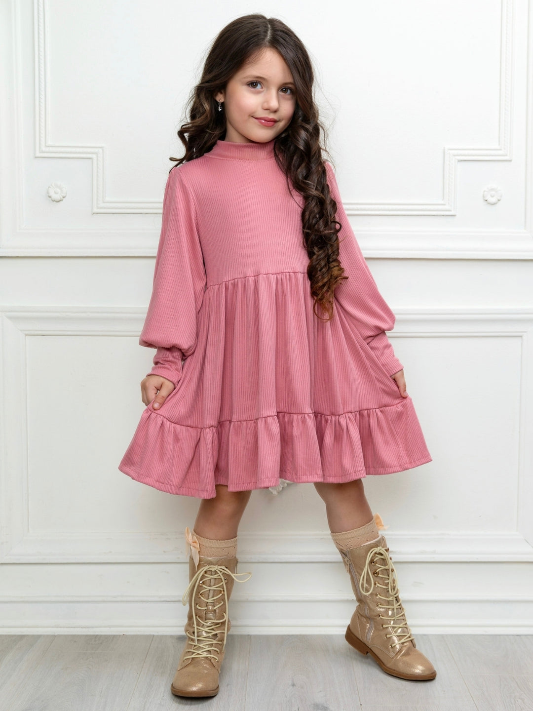 Girls casual ribbed dress perfect for school and everyday wear