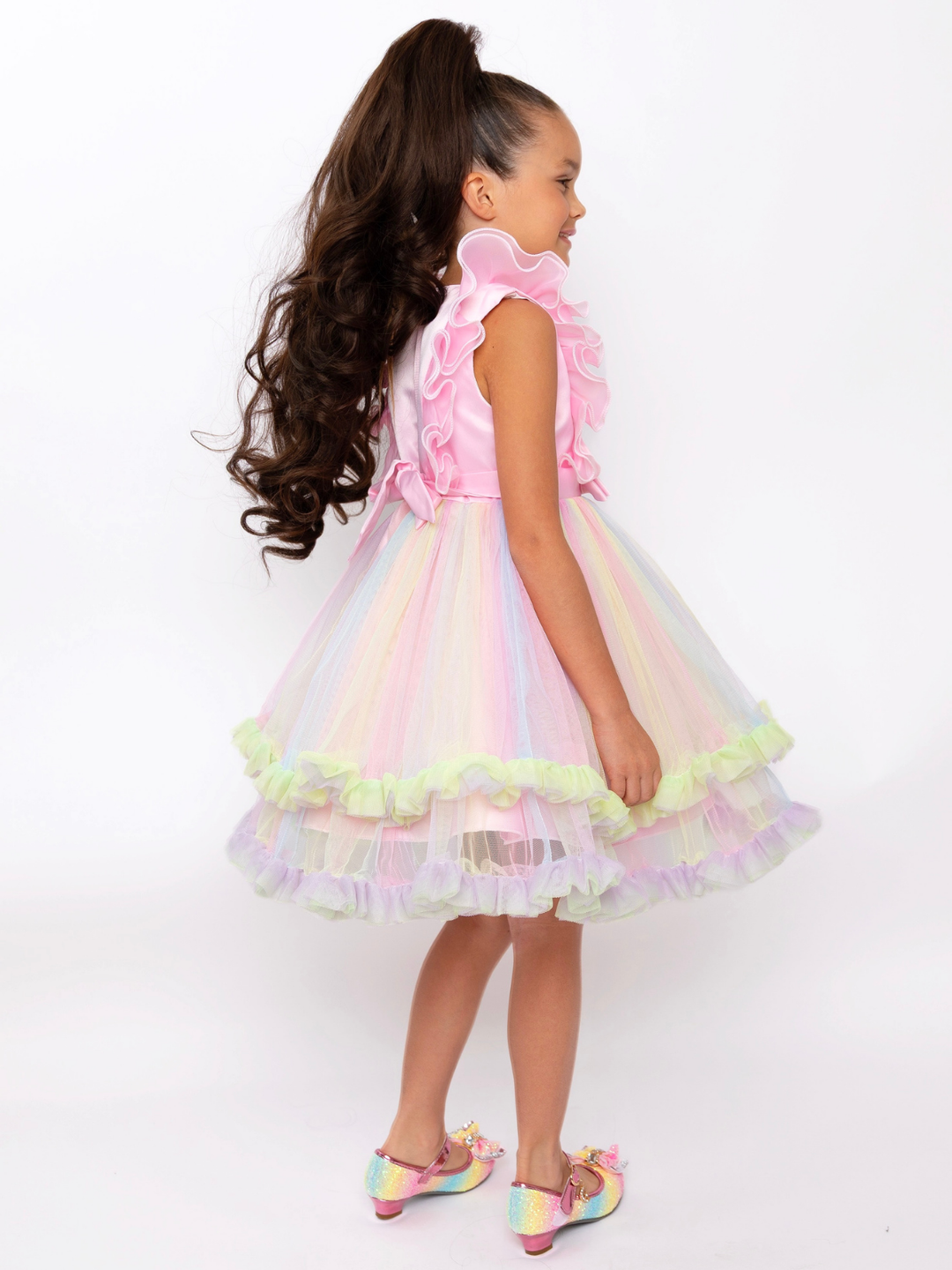 Princess Dream Rainbow Ruffle Tulle Dress Mia Belle Girls
