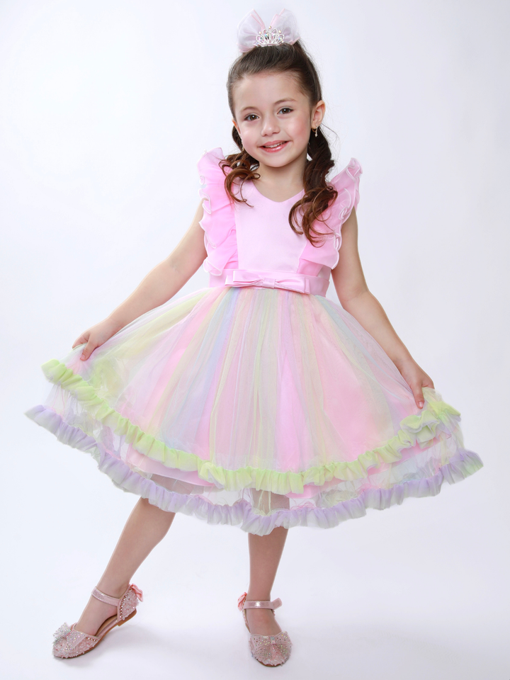 Princess Dream Rainbow Ruffle Tulle Dress Mia Belle Girls