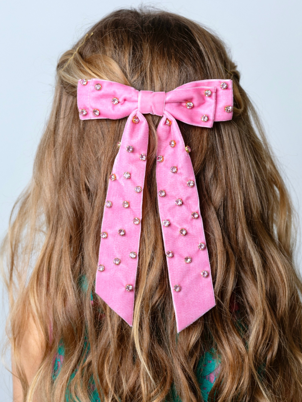Sweet Bow Pink Velvet Hair Clip – Mia Belle Girls