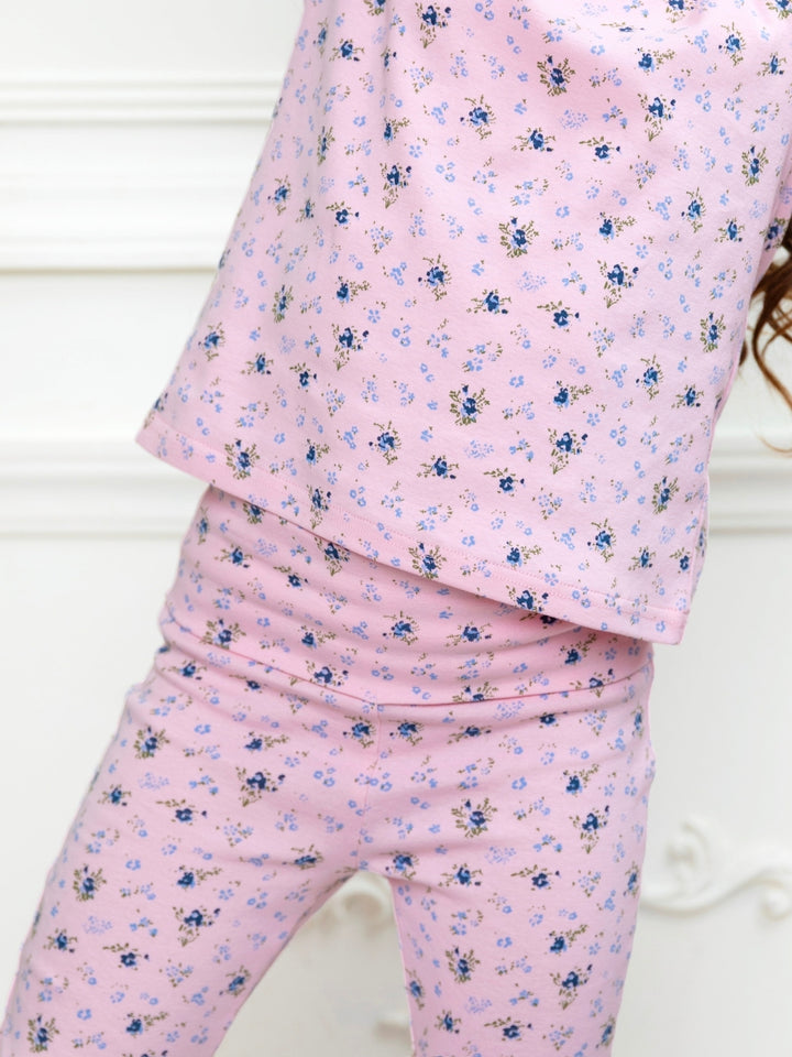 Girls back to school outfit featuring floral print flare pants