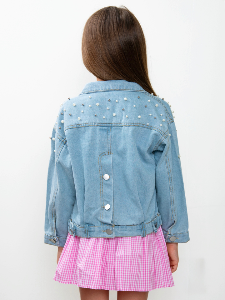 Pretty Pearl Embellished Denim Jacket Mia Belle Girls