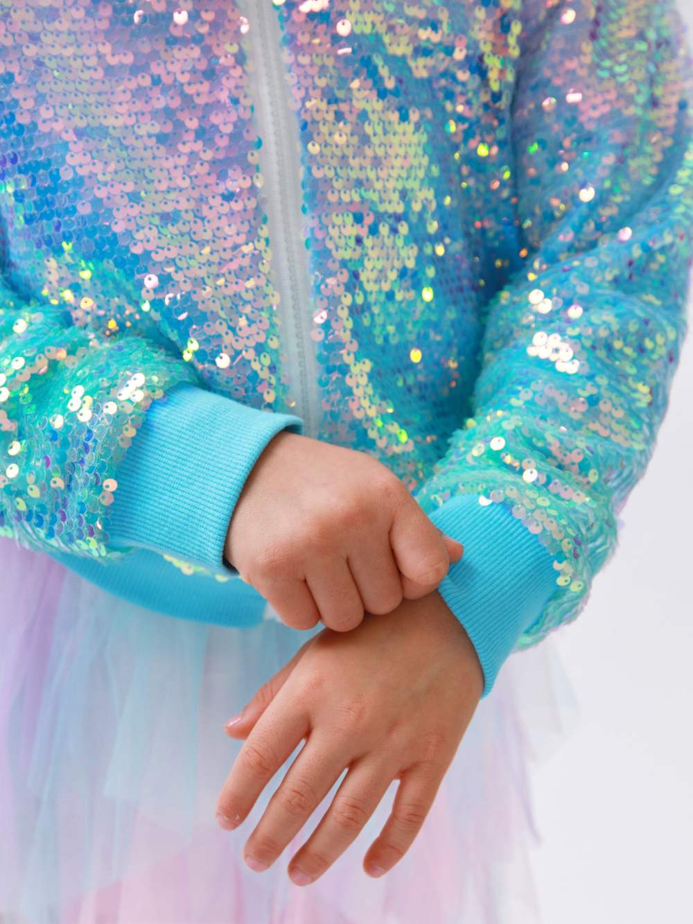Sparkle Glow Sequin Bomber Jacket Mia Belle Girls
