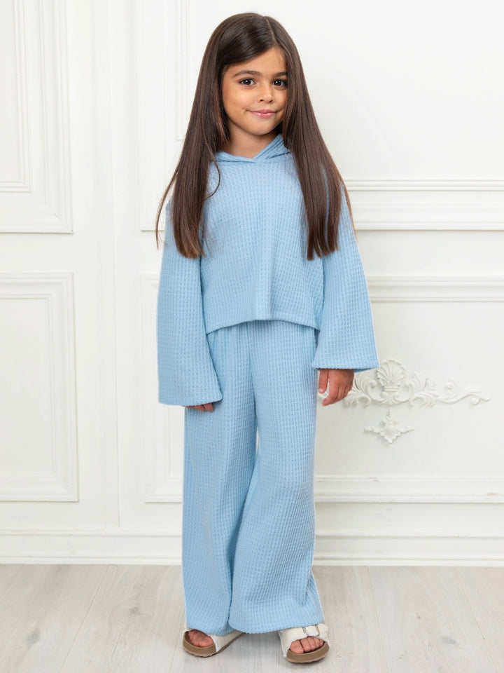Girls cozy waffle knit outfit for everyday wear