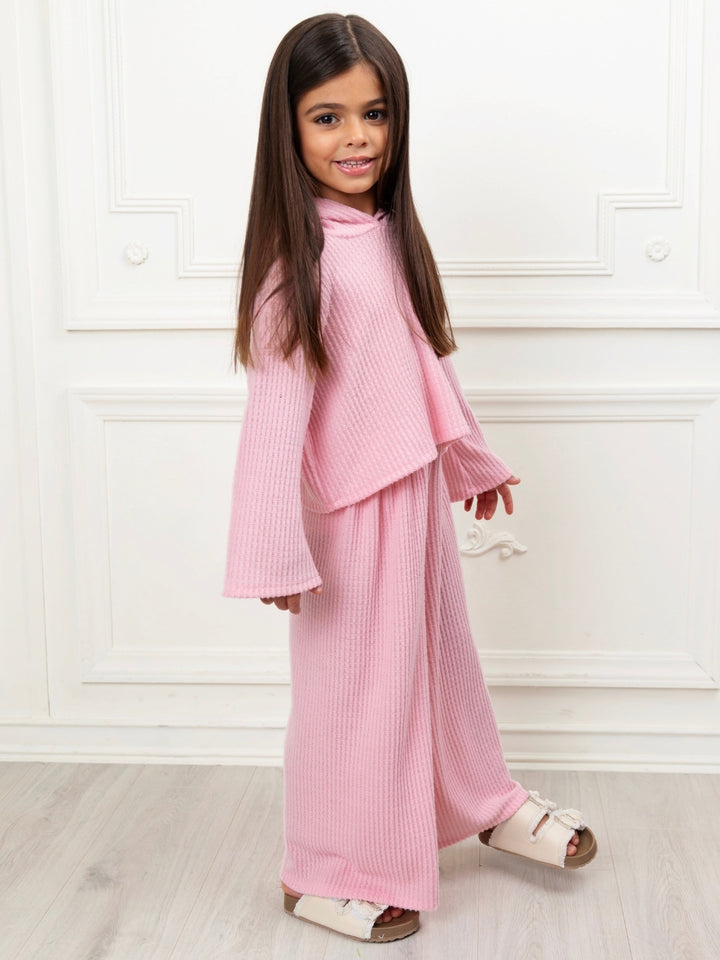 Girls cozy waffle knit outfit for everyday wear