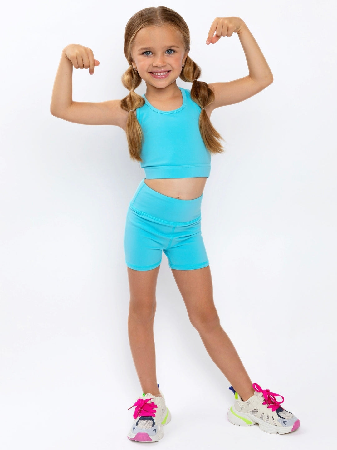 Girls athletic biker shorts outfit for summer activities